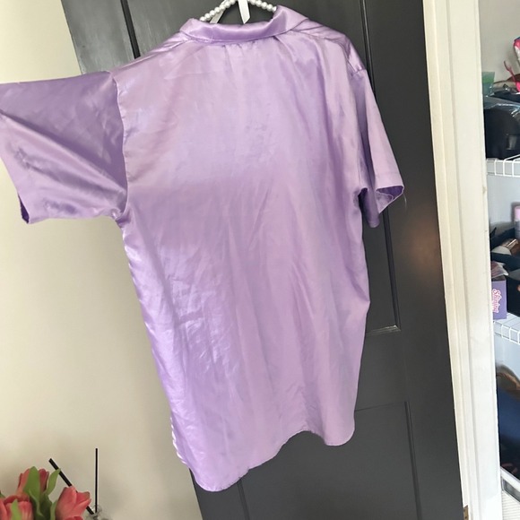 Vintage Victoria's Secret Lavender Satin Button Down Sleep Shirt Y2k - Large - Picture 4 of 6